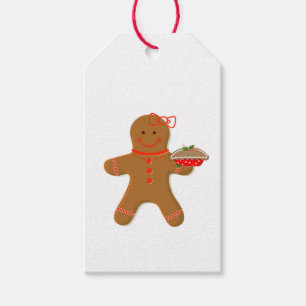Cute Gingerbread Girl with a Pie Gift Tags