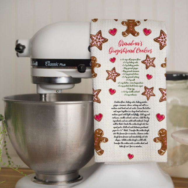 Cute Gingerbread Grandma's Christmas Cookie Recipe Tea Towel (Creator Uploaded)