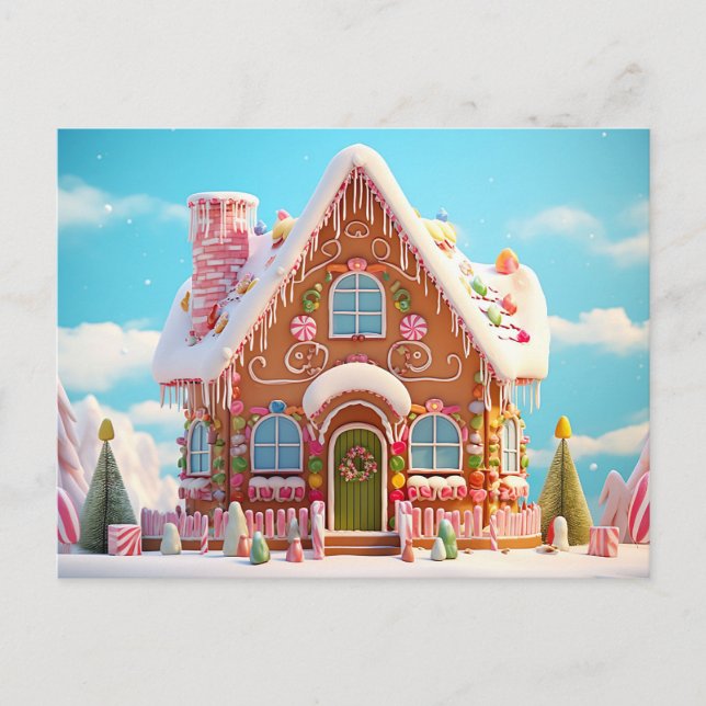 Cute Gingerbread House Christmas Greeting Card (Front)
