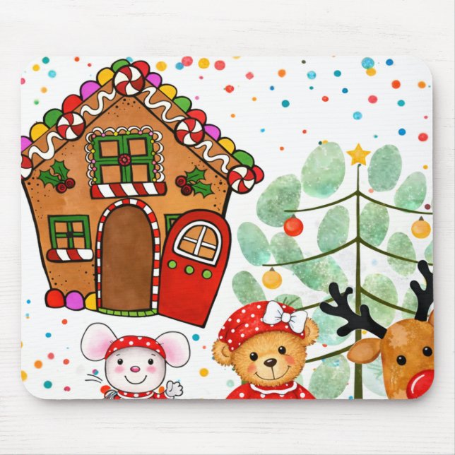 Cute Gingerbread House Christmas Mousepad (Front)