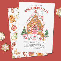 Cute Gingerbread House Christmas Party Invitation