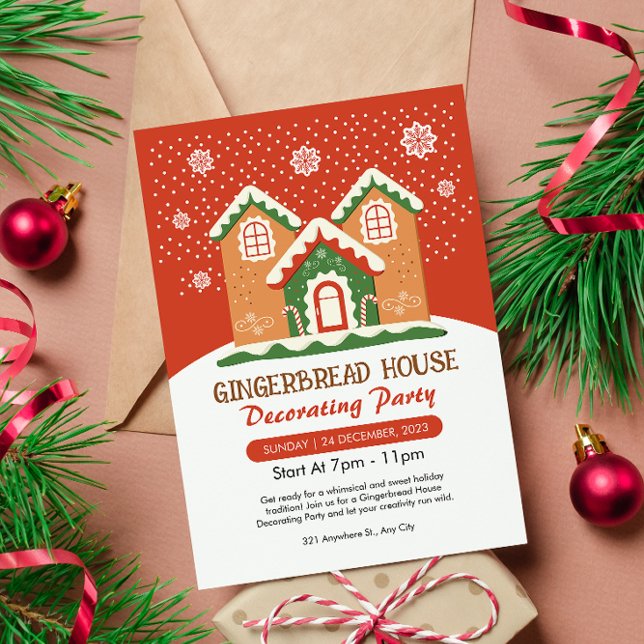 Cute Gingerbread House Decorating Party  Invitation (Creator Uploaded)