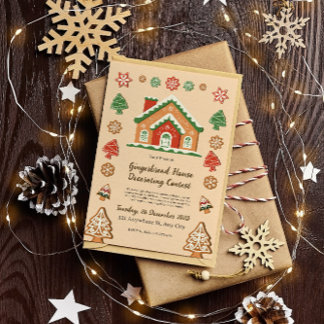 Cute Gingerbread House Decoration Contest Invitation