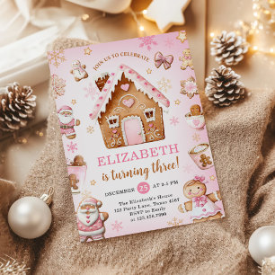 Cute Gingerbread House Girl Birthday Party Invitation