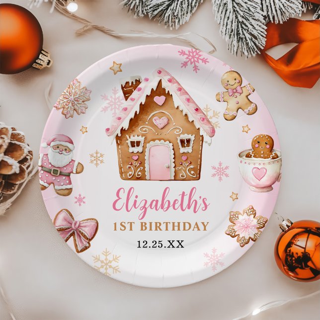 Cute Gingerbread House Girl Birthday Party Paper Plate (Creator Uploaded)