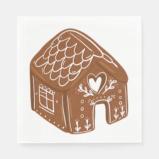 Cute Gingerbread House Holiday Cookie Napkin (Front)