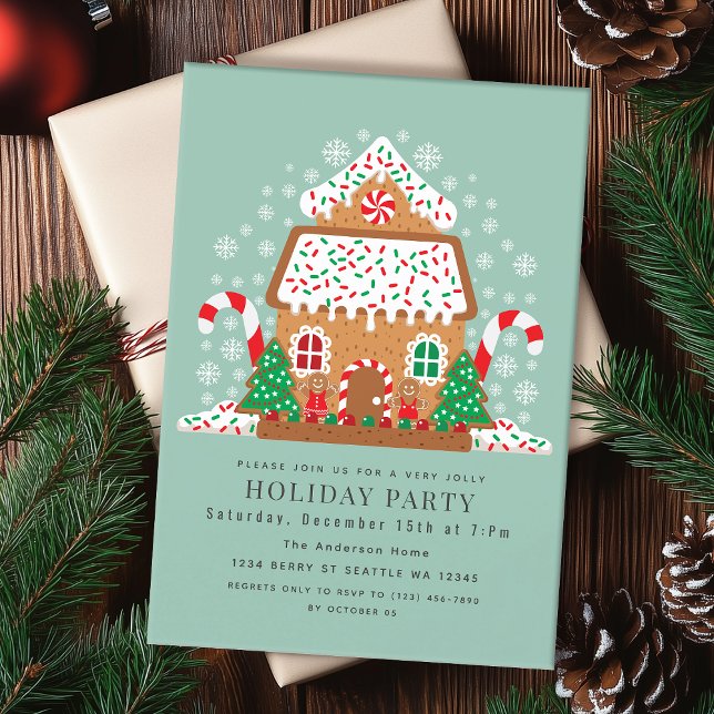 Cute Gingerbread House Holiday Party Invitation (Creator Uploaded)
