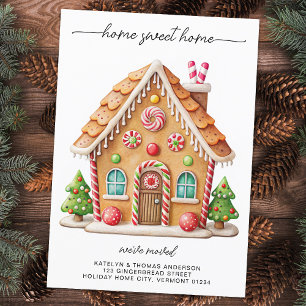 Cute Gingerbread House New Address Holiday Moving  Announcement