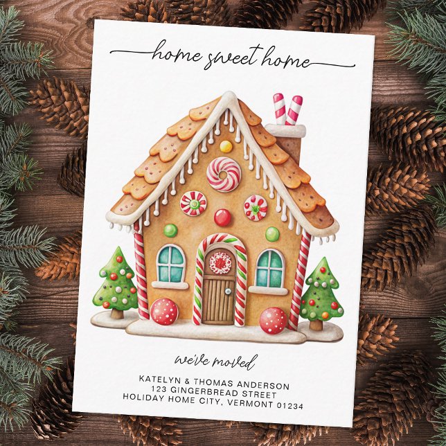 Cute Gingerbread House New Address Holiday Moving Enclosure Card (Creator Uploaded)