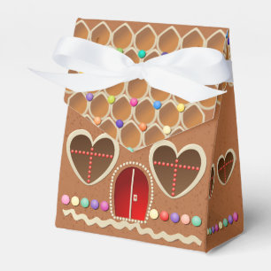 Cute Gingerbread House With Heart Shaped Windows Favour Box