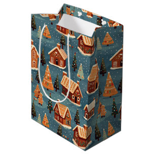 Cute Gingerbread Houses and Trees Medium Gift Bag