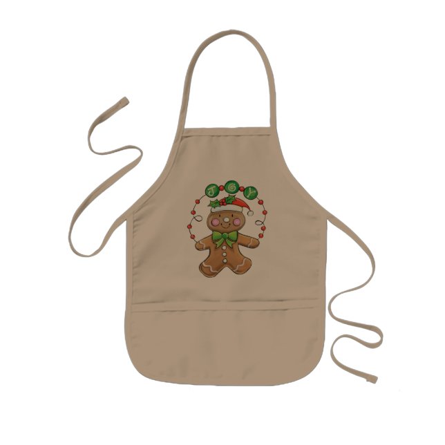 Cute Gingerbread Kids Apron for the Holidays (Front)