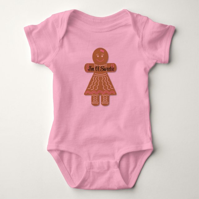 Cute Gingerbread Lady Baby Bodysuit (Front)