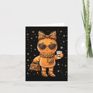 Cute Gingerbread Leopard Christmas Xmas Girl Women Card