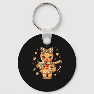 Cute Gingerbread Leopard Christmas Xmas Girl Women Key Ring