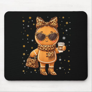 Cute Gingerbread Leopard Christmas Xmas Girl Women Mouse Pad