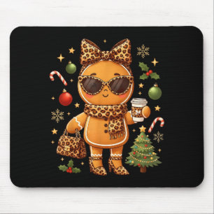 Cute Gingerbread Leopard Christmas Xmas Girl Women Mouse Pad