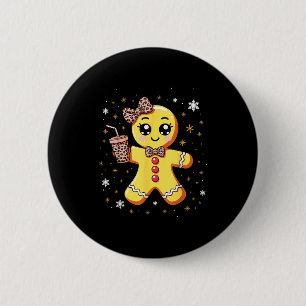Cute Gingerbread Leopard Coquette Christmas  6 Cm Round Badge