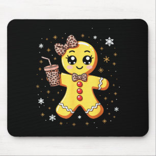 Cute Gingerbread Leopard Coquette Christmas Mouse Pad