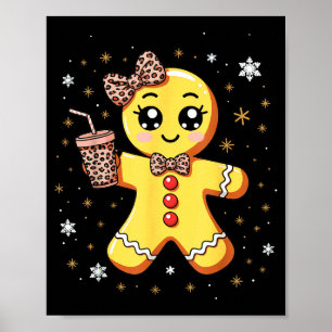 Cute Gingerbread Leopard Coquette Christmas  Poster
