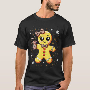 Cute Gingerbread Leopard Coquette Christmas  T-Shirt
