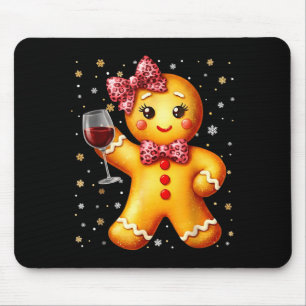 Cute Gingerbread Leopard Coquette Christmas Wine X Mouse Pad