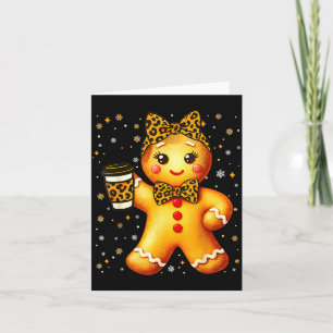 Cute Gingerbread Leopard Coquette Christmas Xmas G Card