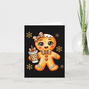 Cute Gingerbread Leopard Coquette Christmas Xmas G Card