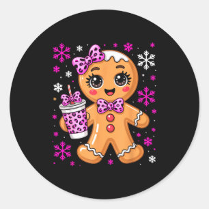 Cute Gingerbread Leopard Coquette Christmas Xmas G Classic Round Sticker