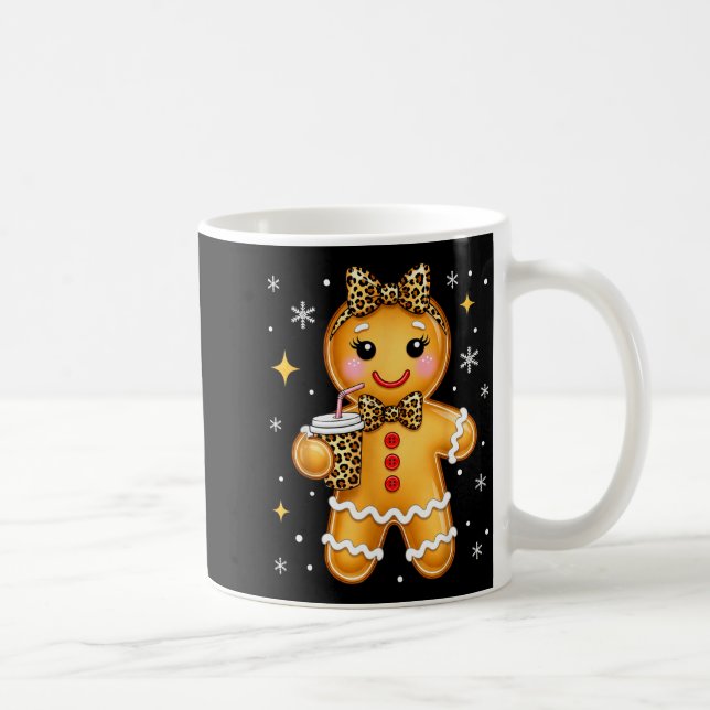 Cute Gingerbread Leopard Coquette Christmas Xmas G Coffee Mug (Right)