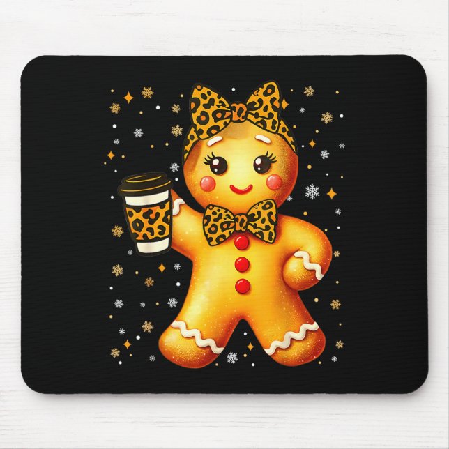 Cute Gingerbread Leopard Coquette Christmas Xmas G Mouse Pad (Front)