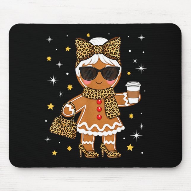 Cute Gingerbread Leopard Coquette Christmas Xmas G Mouse Pad (Front)