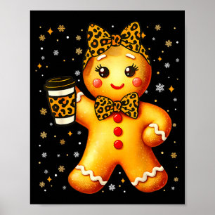 Cute Gingerbread Leopard Coquette Christmas Xmas G Poster