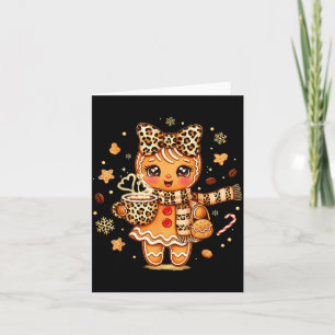 Cute Gingerbread Leopard Coquette Christmas Xmas W Card