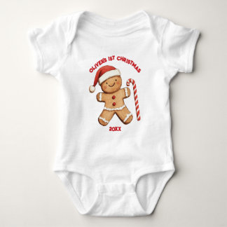 Cute Gingerbread Man Baby First 1st Christmas Bodysuit