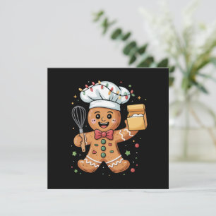 Cute Gingerbread Man Baker Christmas Chef Bake Holiday Card