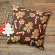 Cute Gingerbread Man Candy Canes Holiday Pattern