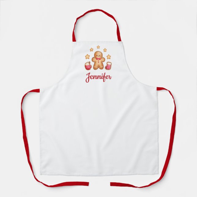 Cute Gingerbread Man Christmas Apron (Front)
