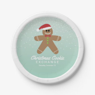 Cute Gingerbread Man Christmas Cookie Exchange Paper Plate