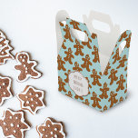 Cute Gingerbread Man Christmas Cookies Favour Boxe Favour Box<br><div class="desc">A cute little gift box covered with cute little gingerbread men. You can add a short greeting to the front and back. I've put them on a robin egg blue coloured background as it brings out the colour of their eyes.</div>