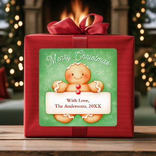Cute Gingerbread Man Christmas Custom Gift Sticker