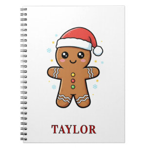 Cute Gingerbread Man  Christmas Custom Notebook