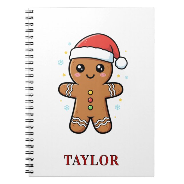 Cute Gingerbread Man  Christmas Custom Notebook (Front)