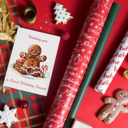 Cute Gingerbread Man Christmas Flat Holiday Card