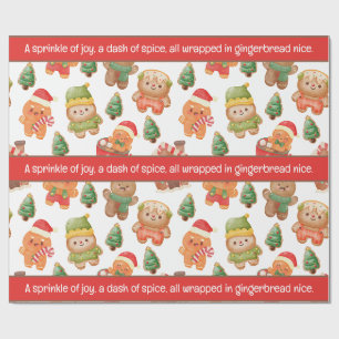 Cute Gingerbread Man Christmas Holiday Wrapping Paper