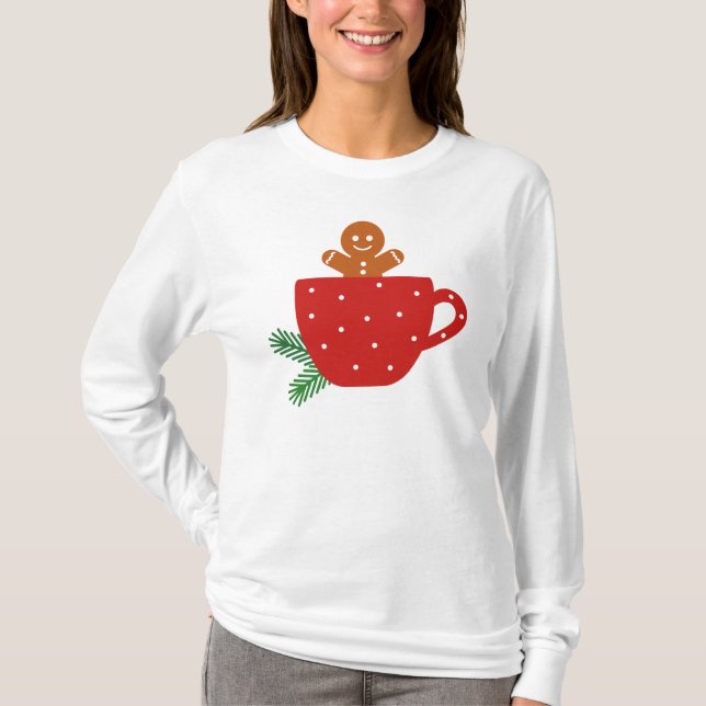 Cute gingerbread man Christmas T-Shirt (Front)