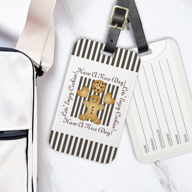 Cute Gingerbread Man Cookie Illustration Kids Luggage Tag (Creator Uploaded)