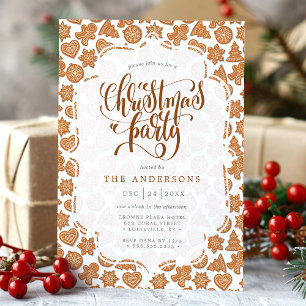Cute Gingerbread Man Cookies Christmas Party Invitation