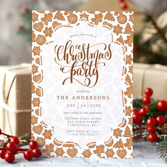Cute Gingerbread Man Cookies Christmas Party Invitation (Creator Uploaded)