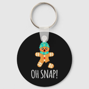 Cute Gingerbread Man Funny Christmas Oh Snap Key Ring